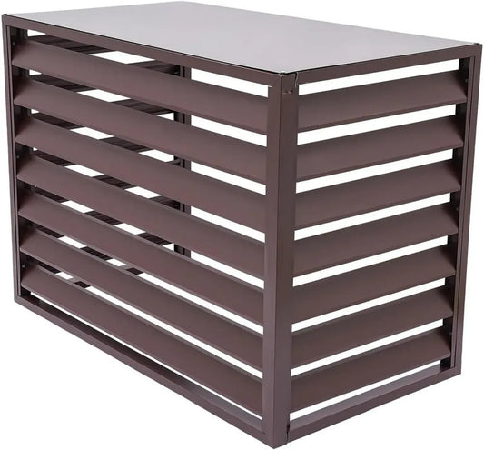 Cache-climatisation en aluminium à lames, protection extérieure pour climatiseur, marron, L110 x l60 x H80 cm