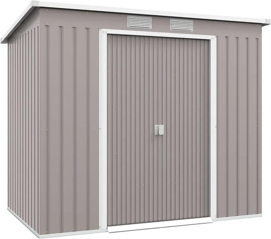 Abri de Jardin Métallique Outsunny 2,42 m² avec Porte Double Coulissante et Toit Incliné Résistant aux Intempéries