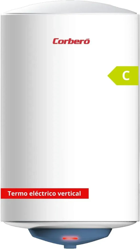 Chauffe-eau électrique 50L Corberó CTMBA50 - Installation verticale, résistance blindée, thermostat ajustable, protection anticorrosion