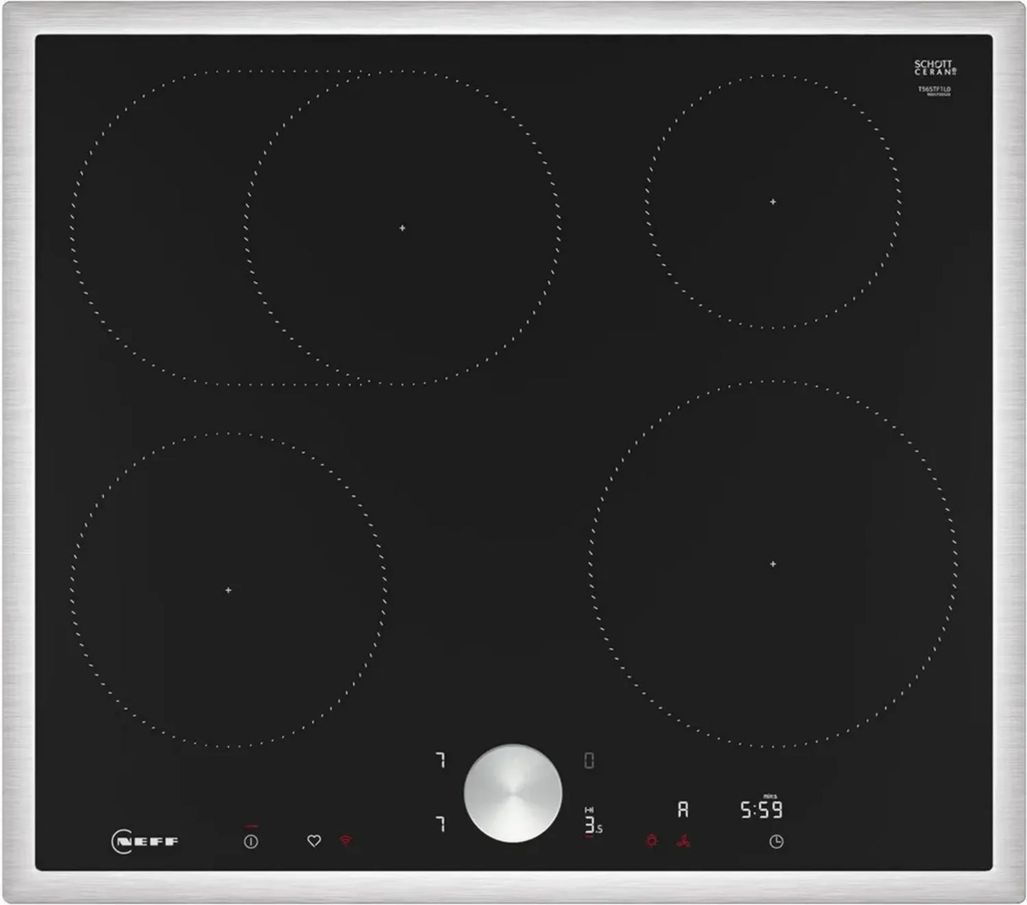 Plaque de cuisson vitrocéramique NEFF T56STF1L0 N90 60 cm avec Twist Pad et Home Connect