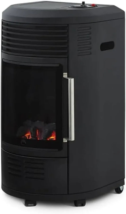 Chauffage à gaz Volga Intérieur 6 niveaux avec effet cheminée - Noir - Jusqu'à 40 m²