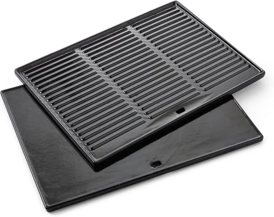 Plaque de Cuisson Universelle en Fonte Émaillée pour Barbecue, 43x35cm, Noir