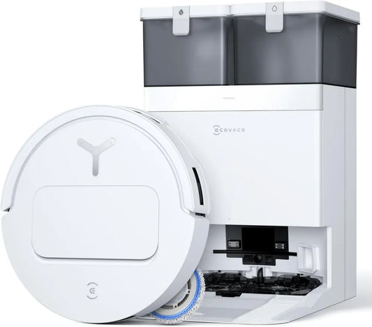 ECOVACS T50 Pro Omni, Robot Aspirateur Intelligent 15000Pa, Auto-Nettoyage Avancé, Brosse et Serpillières Rétractables, Solution de Nettoyage Automatique, Lavage à Chaud