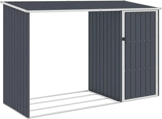Abri de Jardin pour Bois de Chauffage en Métal Anthracite 245x98x159 cm