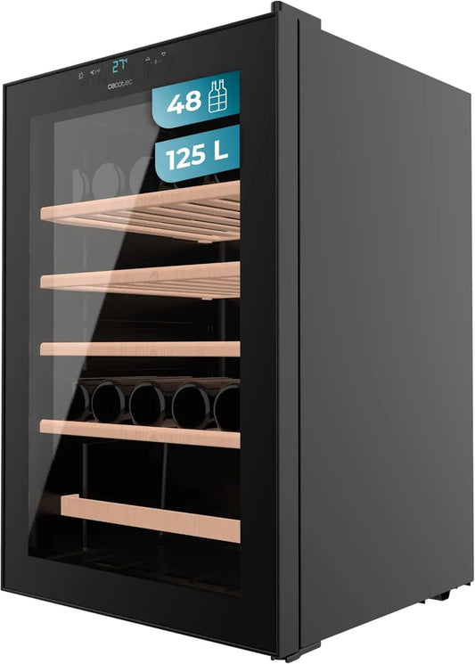Cave à Vin Cecotec GrandSommelier 48 Bouteilles, Compresseur Noir, Température Ajustable et Éclairage LED